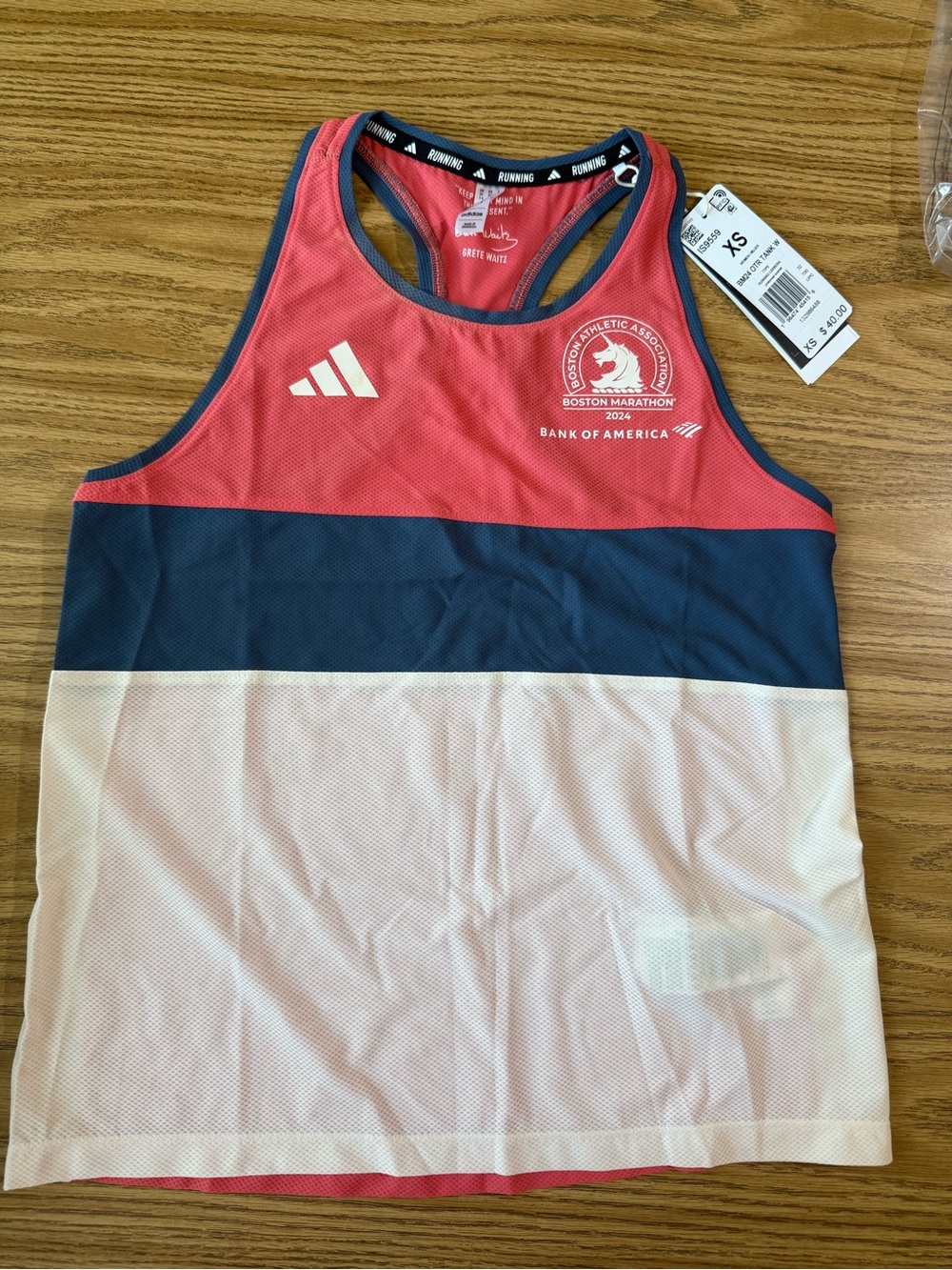 adidas Women's Red/Navy/Cream Boston Marathon 2024 Tank Top